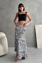 Women's Zebra Patterned High Waist Elastic Waist Long Wrap Flared Skirt - 6