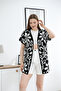 V-Neck Unlined Jacquard Panel Floral Patterned Seasonal Knitwear Vest Cardigan - 4
