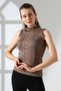 Half Fisherman Stand Collar Ribbed Sleeveless Striped Accumulated Patterned Woven Detailed Summer Knitwear Blouse - 7