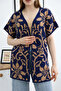 V-Neck Unlined Jacquard Panel Floral Patterned Seasonal Knitwear Vest Cardigan - 4