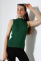 Half Fisherman Stand Collar Ribbed Sleeveless Striped Accumulated Patterned Woven Detailed Summer Knitwear Blouse - 5