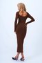 Women's Cinnamon Brown Stand Collar Backless Maxi Length Sandy Dress Alc-X14385 - 4