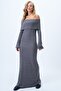 Anthracite Madonnayaka Soft Textured Long Dress Alc-X14380 - 4