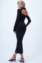 Women's Black Stand Collar Backless Maxi Length Sandy Dress Alc-X14385