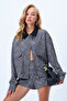 Black Suede Collared Jacket with Double Pockets, Cuffed Sleeves, Hidden Placket and Zipper Closure Alc-X14430 - 4