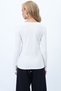 Women's White U-Neck Pocket Cover Accessory Detailed Ottoban Blouse Alc-X14347 - 5