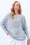 Women's Gray Crew Neck Bow Detailed Knitwear Blouse Alc-X14373 - 5