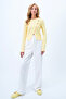 Yellow Crew Neck Cross Button Detailed Slit Ottoban Blouse Alc-X14340 - 2