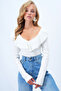 Ecru V-Neck Flounced Soft Textured Blouse Alc-X14364 - 4
