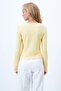 Yellow Crew Neck Cross Button Detailed Slit Ottoban Blouse Alc-X14340 - 6
