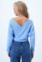 Women's Blue Front Back Double Breasted Collar Lacing Detailed Ottoban Crop Blouse Alc-X14346 - 5