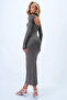 Smoke Gray High Neck Backless Maxi Length Sandy Dress Alc-X14385