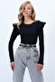 Black Crew Neck Ruffle Sleeve Stone Embroidered Camisole Blouse Alc-X14386 - 2