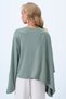 Women's Green Green Crew Neck Self-Wrap Detailed Wide Cut Design Blouse Alc-X14420 - 5