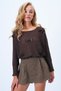 Women's Brown Crew Neck Bow Detailed Knitwear Blouse Alc-X14373 - 2
