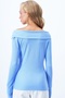 Women's Blue Wide Collar Ottoban Blouse Alc-X14342 - 5