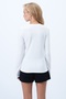 Women's White Crew Neck Front Slit Button Detailed Ottoban Blouse Alc-X14345 - 7