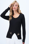 Women's Black U-Neck Pocket Cover Accessory Detailed Ottoban Blouse Alc-X14347 - 3