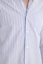 Men's Regular Fit Classic Cut Pinstripe Cotton Tie Collar Shirt - 3