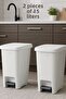 2 Pcs Pedal Trash Can 15 Liters White Trash Can Slim Pedal Trash Can 15 Liters 40 cm White