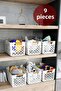 6 Pieces White Basket Wooden Look Multi-Purpose Basket Organizer with Handles