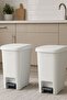2 Pcs Pedal Trash Can 15 Liters White Trash Can Slim Pedal Trash Can 15 Liters 40 cm White - 3