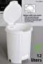 12 Liter Bas Bas Open Lid Trash Can - Click Lid Pedal Trash Can Bathroom Kitchen Trash Can White - 2