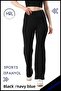 Women's Leggings Pants Lycra High Waist Gathering Fabric Black/Navy Blue Stripe Detailed with Pockets 1042 - 7