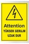 Attention High Voltage Keep Out Stop Sign Board 24X34 cm Pvc