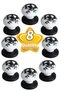 8 Pcs Black Rose Pattern White Polymer Button Handle Black Tab Furniture Kitchen Cabinet Drawer Handle