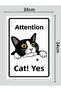Attention Cat Present Sign Board 24X34 cm Polycarbonate Sign - 2