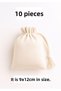 Tight Raw Cloth Natural Beige Color 9×12 cm 10 Pieces Cloth Bag - Wedding Engagement Kina Multi-Purpose Cloth Bag
