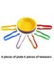 Transfer set (6 bowls, 6 tweezers) 100 pieces of colorful pom poms color sorting coordination - 2