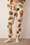 White 100% Cotton Slogan Embroidery Pattern Knitted Pajamas Set Thmaw23Pt00064 - 3