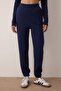 Navy Blue Loose Jogger Thick Fleece Inside Knitted Sweatpants Pants Twoaw23Ea00151 - 4