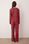 Red 100% Cotton Plaid Knitted Pajamas Set Thmaw26Pt00046 - 4