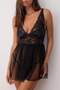 Black Capless Lace Tulle/Mesh Suspender Panty Babydoll/Fantasy Nightgown Thmaw26Cy00001 - 3
