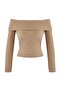 Bej Yumoş Düşük Omuzlu Carmen Yaka Fitted/Vücuda Oturan Örme Bluz TWOAW26BZ00081 - 5