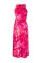 Pembe-Çok Renkli Soyut Saten Midi Astarsız Elbise TPRSS25EL00330 - 5
