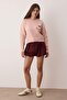 Pembe Yılbaşı Temalı Yumuşak Dokulu Crop/Kısa Triko Kazak TWOAW26KZ00174 - 4