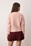 Pembe Yılbaşı Temalı Yumuşak Dokulu Crop/Kısa Triko Kazak TWOAW26KZ00174 - 6