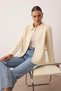 Ecru Openwork Pearl Detailed Knitwear Cardigan Tctaw26Th00009 - 2