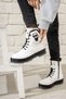 White Patent Leather Zippered Girls' Boots with Pocket Detail - 3