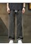 Elastic Waist Straight Leg Relaxed Cut Anthracite Men's Baggy Jean Trousers - 4
