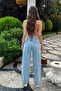 Light Blue Snow Wash High Waist Wide Leg Jeans - 3