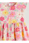 Crew Neck Floral Girls' Poplin Dress (S5) - 6