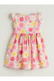 Crew Neck Floral Girls' Poplin Dress (S5) - 4