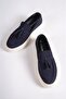 Genuine Leather 22106-Lcv Nubuck Navy Blue Thick Sole Tassel Men's Loafer & Casual Shoes - 4