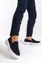 Genuine Leather Mbkry109-Lcv Men's Belt Detail Navy Blue Loafer - 4