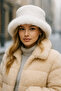 Ecru Thick Plush Heart Hat Beanie - Warm Stylish Outdoor Cold Protection Spk1143 - 2